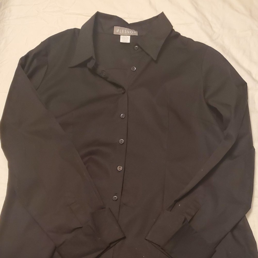 NWOT Black Button Down Blouse with Stretch